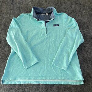 LL Bean XL reg Teal Quarter Button Pullover Sweatshirt Long Sleeve 100% cotton